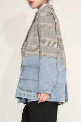 Plaid Denim Oversized Blazer