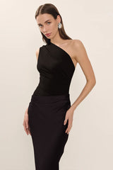 Sexy Chic Asymmetric Shoulder Ruched Bodycon Cocktail Dress