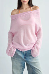 Sheer One Shoulder Wool Knit Top