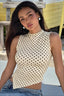 Polka Dot Asymmetric Sleeveless Fitted Crop Top