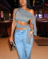 Sexy Hollow Out Bandage Sheer Top