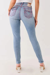 Washed Mid Rise Embroidered Jeans