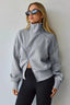 Cropped Stand Collar Zip Detail Sweatshirt
