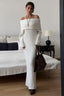 Knit Off Shoulder Long Sleeve Bodycon Sweater Dress