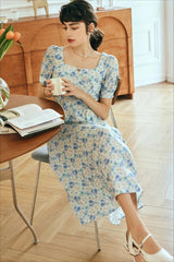 Printed Square Neck Floral Dress