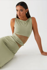 Sexy Cut Out Lace Panel Sleeveless Bodycon Dress