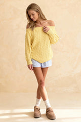 Solid Off Shoulder Pullover Sweater