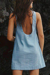 Sleeveless Backless Denim Dress