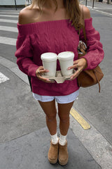 Solid Off Shoulder Pullover Sweater