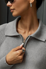 Polo Collar Knit Pullover Sweater