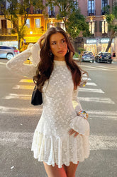 Sheer Lace Long Sleeve Birthday Dress