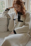 Pastel Color Block Bow Sweater Tweed Suit Set