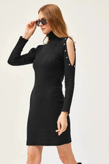 Long Sleeve Beaded Knit Work Dress