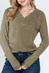 Loose Fit Knit V Neck Sweater