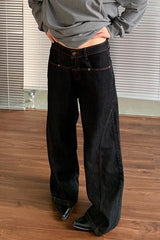 High Waist Straight Leg Denim Jeans