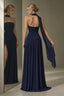 Strapless Scarf Detail Slit Maxi Dress