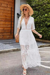 Bohemian Lace Split Beach Maxi Boho Dress