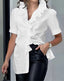 Plus Size Ruffled Collar Solid Blouse