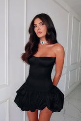 Strapless Ruched A-Line Silk Dress