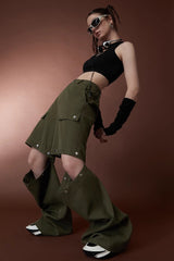 Street Style High Waist Convertible Multi-Pocket Cargo Straight Pants