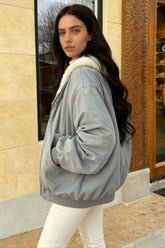 Reversible Oversize Fleece Hooded Jacket
