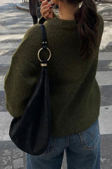 Plain Ribbed Long Sleeve Sweater