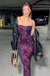 Elegant Print Bodycon Birthday Dress