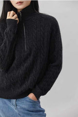 Cable Knit Half Zip Sweater