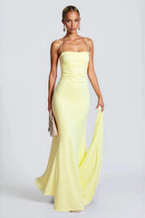 Belted Backless Maxi Silk Dress