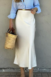 Solid Color Bodycon Midi Skirt