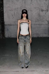 Vintage Distressed Wide Leg Jeans
