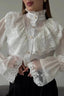 Chiffon Ruffle High Neck Long Sleeve Top
