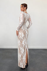 Elegant Lace Square Neck Long Sleeve Bodycon Dress