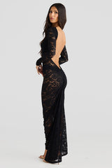 Lace Backless Long Sleeve Lace Dress