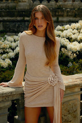 Knitted Floral Tie Mini Birthday Dress