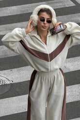 Athletic Zip Front Top Pants Activewear Set