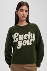 Letter Print Knit Sweater