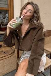 Vintage Corduroy Notch Lapel Cropped Coat