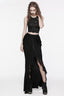 Women's Gothic Knitted Fabric and Lace Half Hip Side Pleats Designed Slim Long Skirt