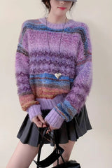 Gradient Color Long Sleeve Knit Sweater