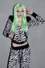 Zebra Print Fur Trim Cropped Hoodie