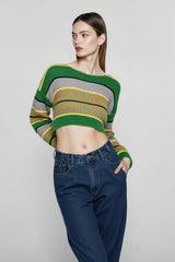 Chic Color Block Crop Sweater