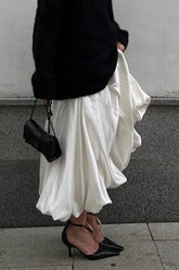 High Waist Balloon Voluminous Solid Casual Skirt