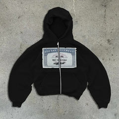 Printed Zip-Up Street Hoodie