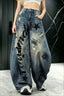 Distressed Letter Print Baggy Streetwear Jeans
