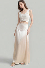 Solid Color Flowing Maxi Skirt