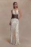 Polka Dot Lace Backless Waist Tie Maxi Lace Dress