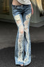 Distressed Low Rise Y2K Flare Jeans