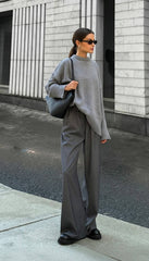 Solid Knit Crew Neck Sweater