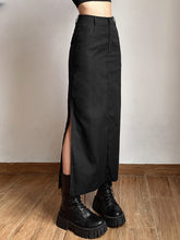 Simple Black Split Slim Light Cool Feminine Charm Skirt